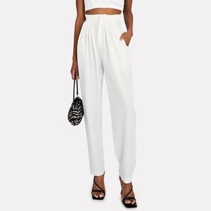 New Ronny Kobo Pleated Tapered Trousers Ivory